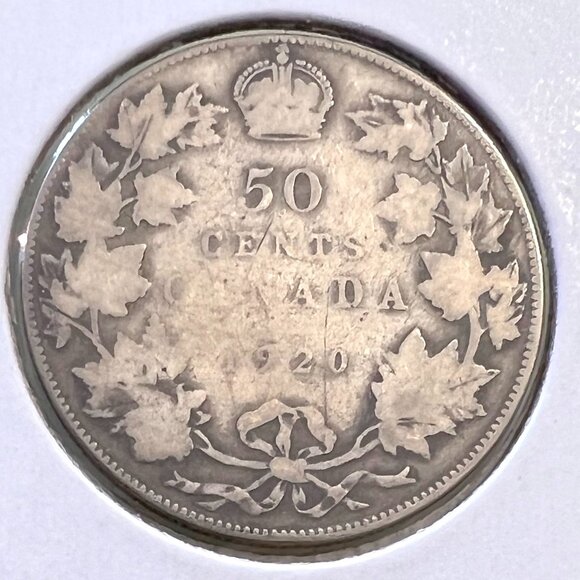 1920 Canada King George V Silver 1/2 Dollar Coin! - Picture 2 of 6